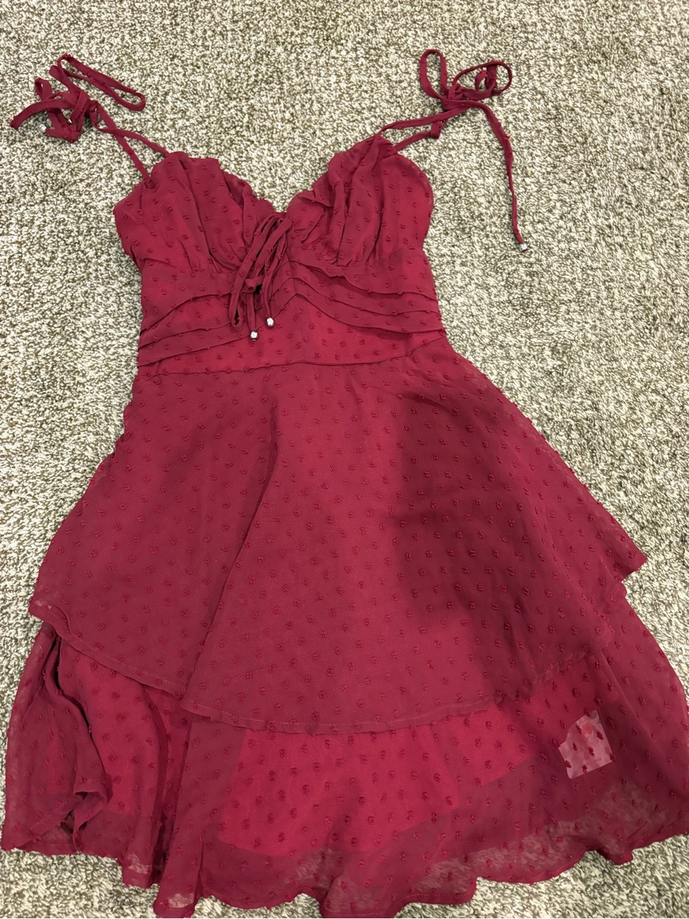 Red Tiered Spaghetti Strap Dress